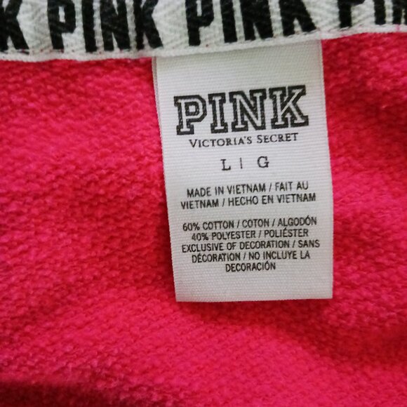 PINK Victoria's Secret Womens 3/4 Zip Pullover Sweater Size Lg Pink Black Collar - Picture 7 of 10